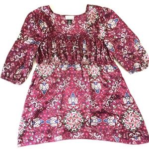 John Paul Richard Maroon Floral scrunch waist L